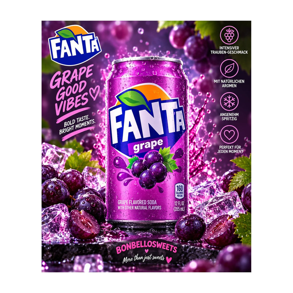 Fanta Grape USA – 0,355 l – BONBELLOSWEETS