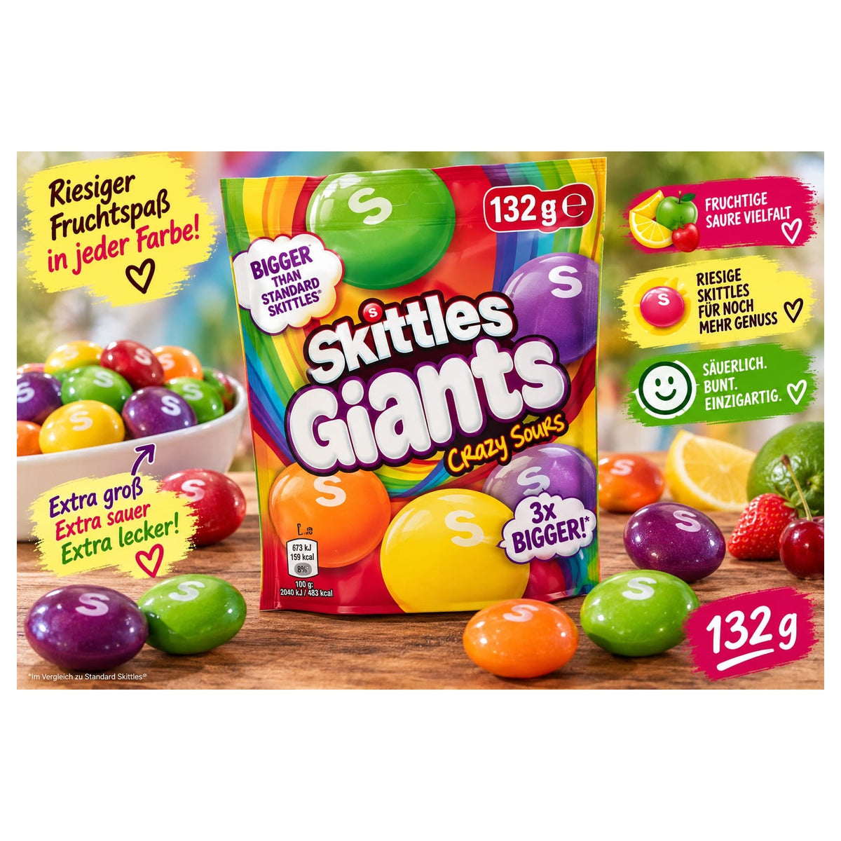 Skittles Giants Crazy Sours – 132 g – BONBELLOSWEETS