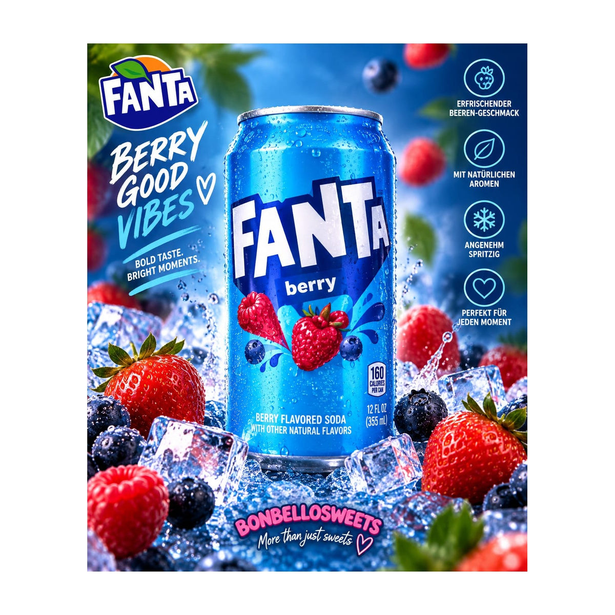 Fanta Berry USA – 0,355 l – BONBELLOSWEETS
