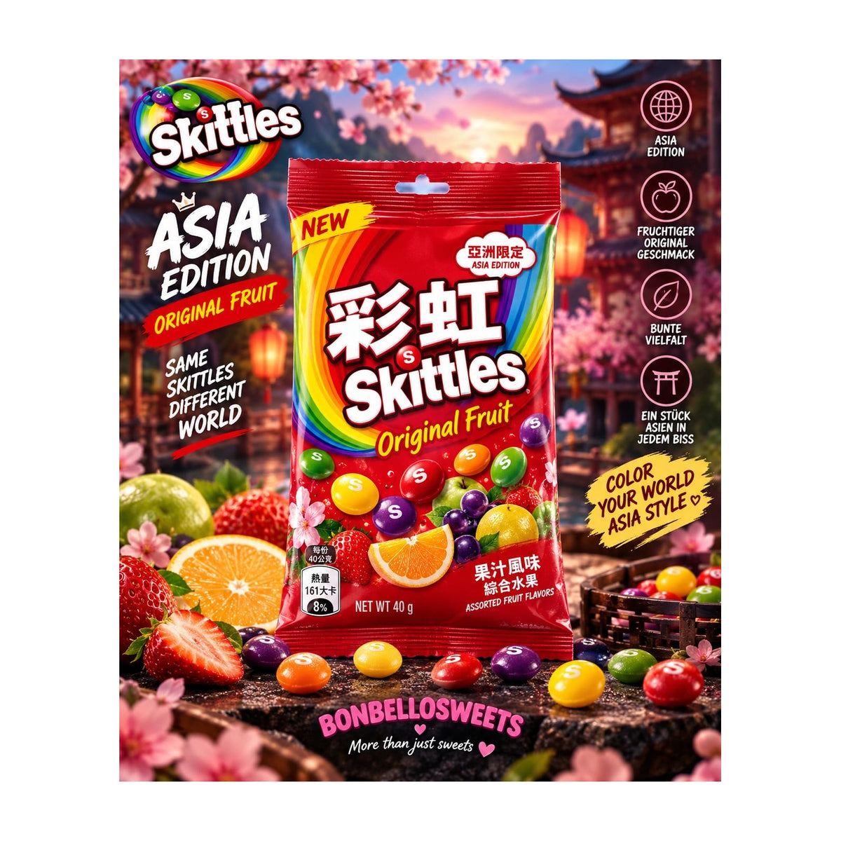 Skittles Asia Edition Original Fruit – 40 g – BONBELLOSWEETS