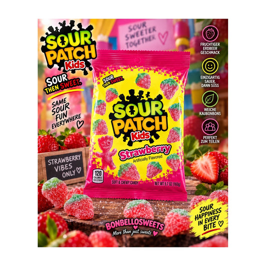 Sour Patch Kids Strawberry – 160 g – BONBELLOSWEETS