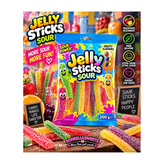 Jelly Sticks Sour – 200 g – BONBELLOSWEETS