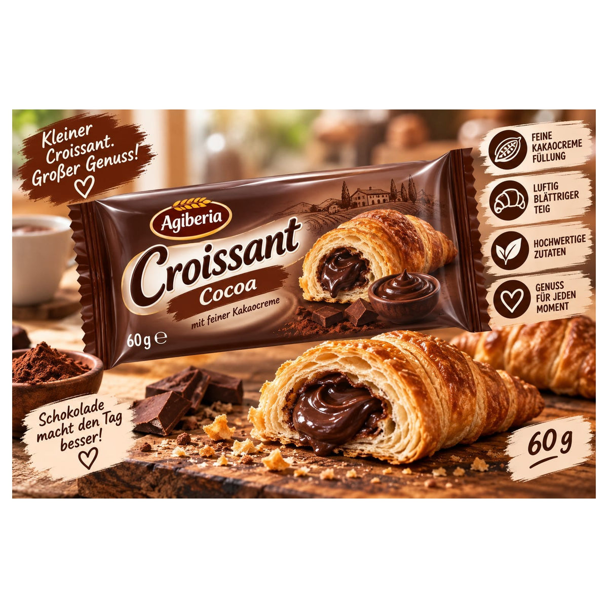 Agiberia Croissant Cocoa – 60 g – BONBELLOSWEETS