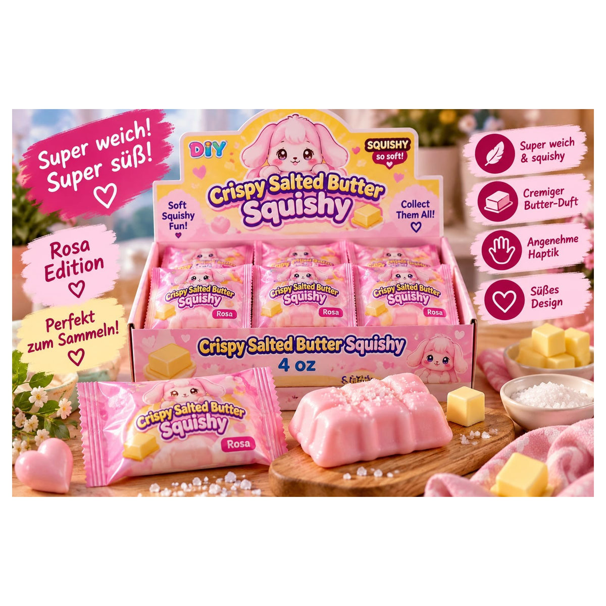 Crispy Salted Butter Squishy – Rosa Edition – 4 oz – BONBELLOSWEETS